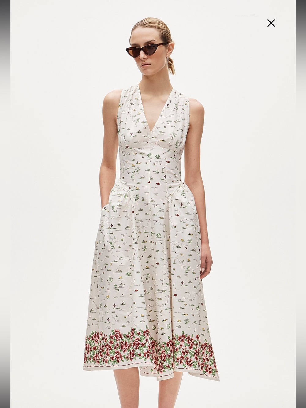 J Crew V Neck Map Dress Size 2P
